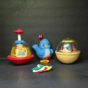 Fisher-Price Roly Poly Boat Chime, Bluebird Music Box, Spinning Carousel, Keys